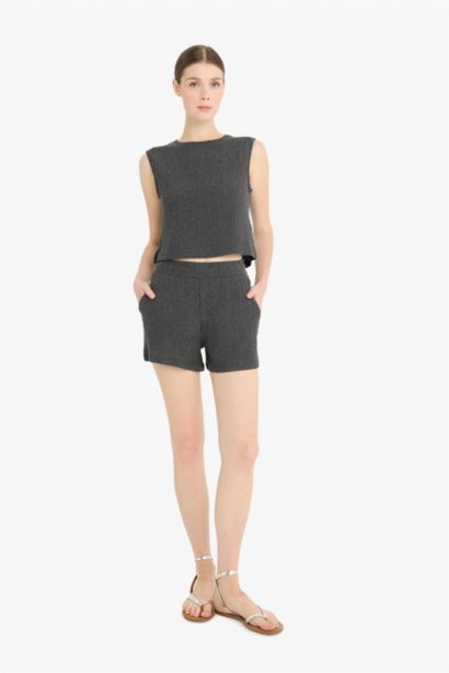 Regular Fit Crepe Shorts
