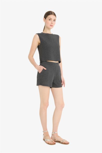 Regular Fit Crepe Shorts