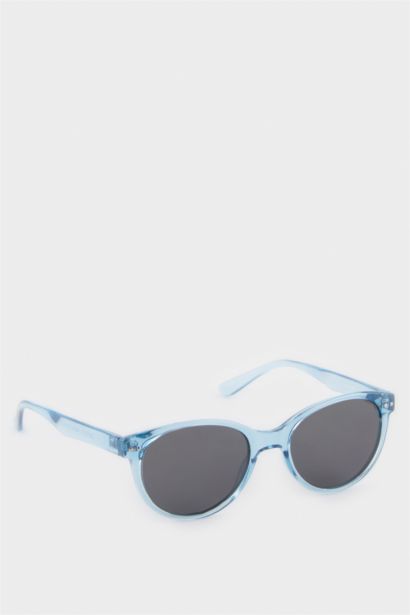 Yuvarlak Mavi Plastik Çerçeve Siyah Cam Polarize Güneş Gözlüğü Erkek Çocuk