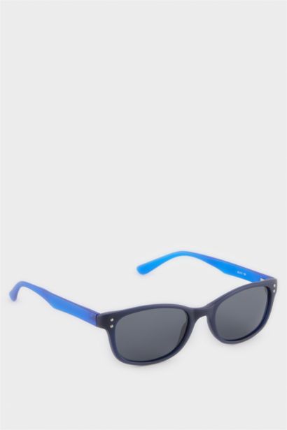 Yuvarlak Renkli Plastik Çerçeve Siyah Cam Polarize Güneş Gözlüğü Erkek Çocuk