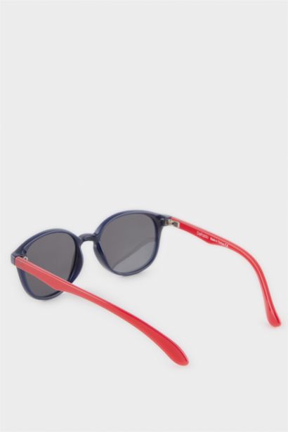 Yuvarlak Renkli Plastik Çerçeve Siyah Cam Polarize Güneş Gözlüğü Erkek Çocuk