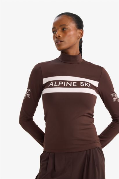 Slim Fit Stand Collar Fleece Lined Sports T-Shirt