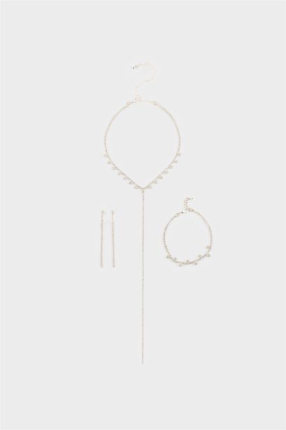 DCEY x DeFacto Kadın Taşlı Kolye Küpe Bileklik Seti