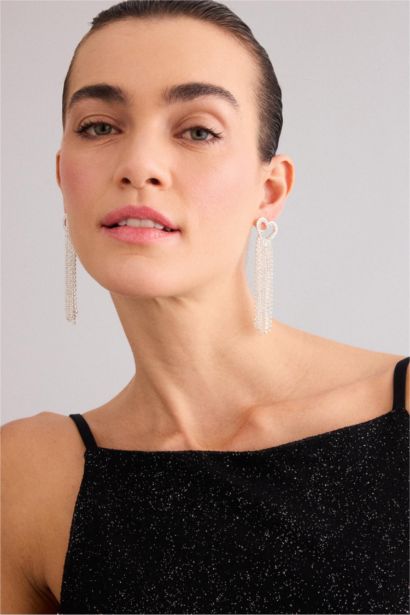 DCEY x DeFacto Kadın Kalp Taşlı Sallantılı Küpe