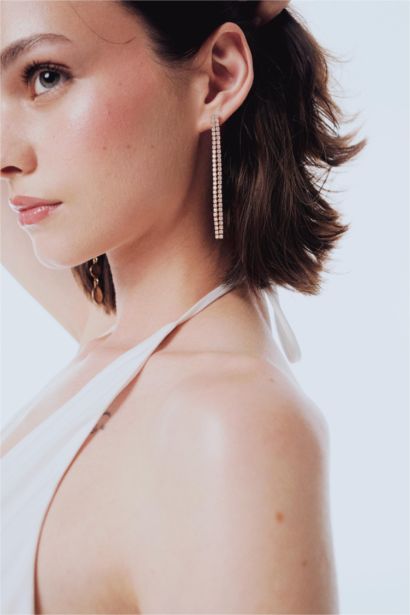 DCEY x DeFacto Kadın 2'li Taşlı Gold Küpe