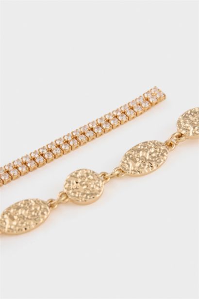 DCEY x DeFacto Kadın 2'li Taşlı Gold Küpe