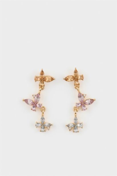 DCEY x DeFacto Kadın Çiçekli Taşlı Gold Küpe