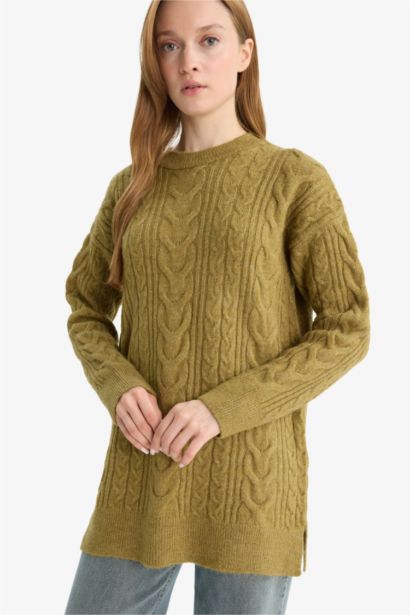 Relax Fit Bisiklet Yaka Triko Kazak Tunik