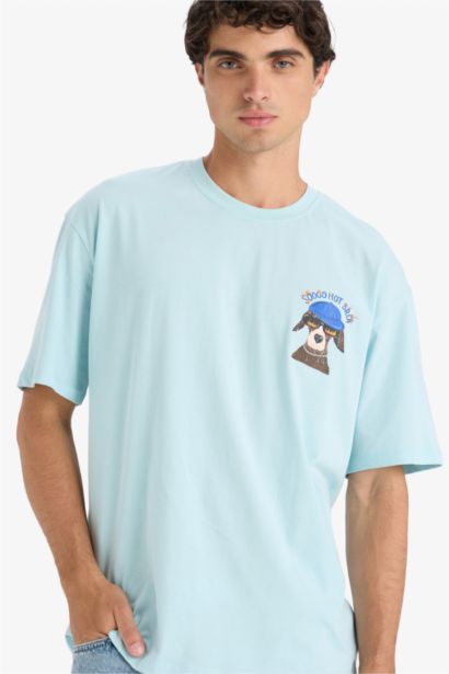 Boxy Fit Crew Neck Printed Short Sleeve T-Shirt