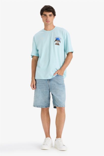 Boxy Fit Crew Neck Printed Short Sleeve T-Shirt