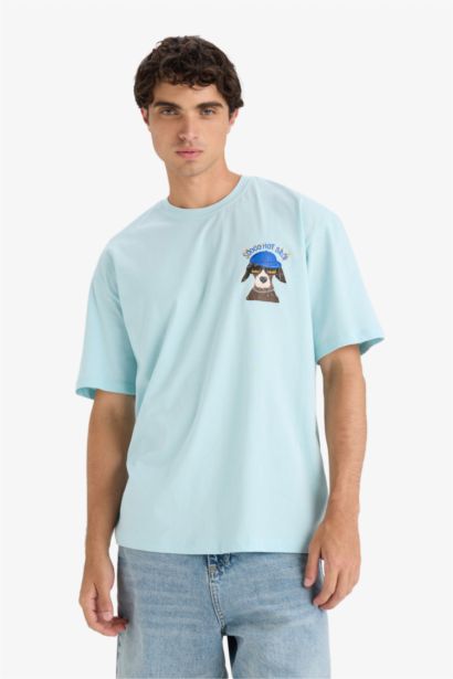 Boxy Fit Crew Neck Printed Short Sleeve T-Shirt