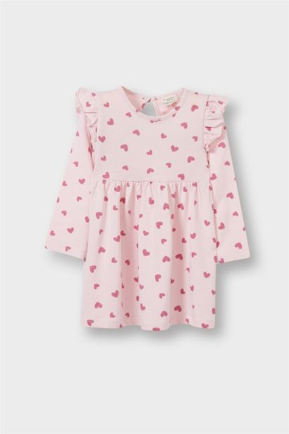 Robe à manches longues imprimée cœurs pour bébé fille
