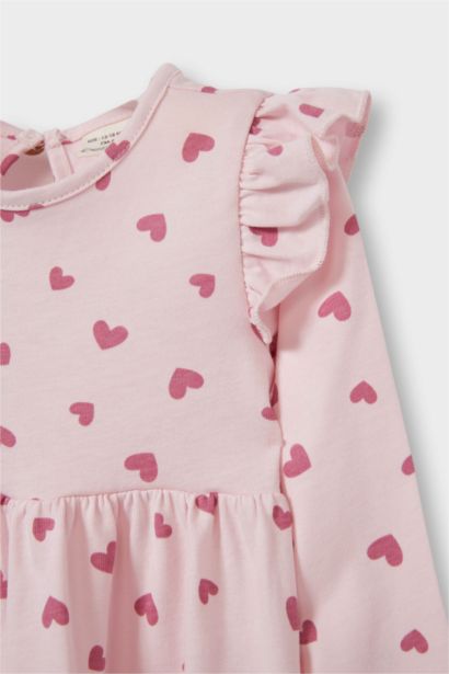 Robe à manches longues imprimée cœurs pour bébé fille