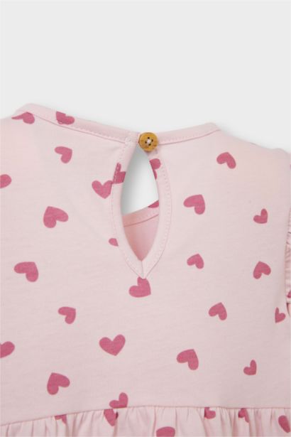 Robe à manches longues imprimée cœurs pour bébé fille