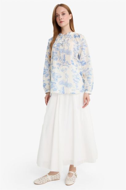 A-Line Voile Maxi Skirt