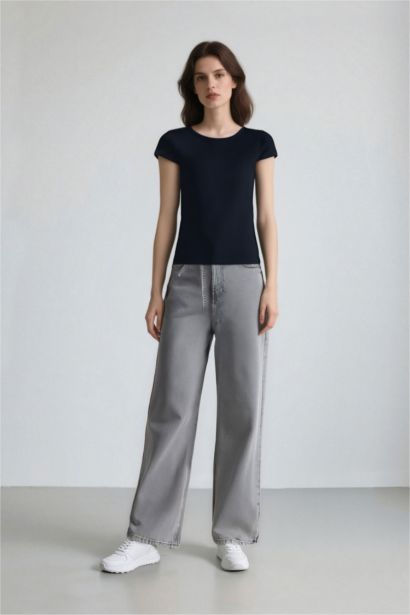 Coool Fitted Basic Düz Ribana Kısa Kollu Tişört