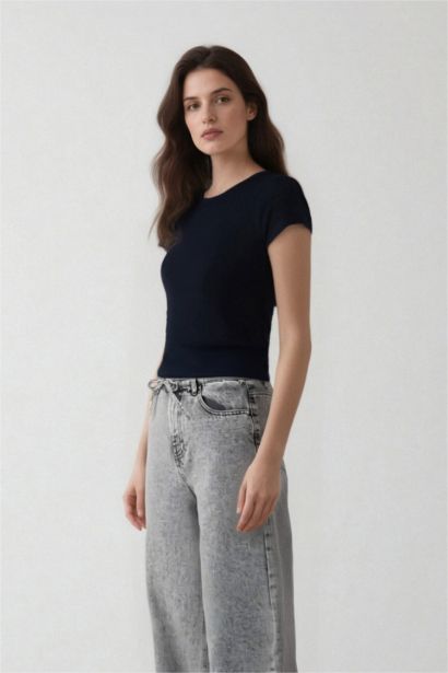 Coool Fitted Basic Düz Ribana Kısa Kollu Tişört