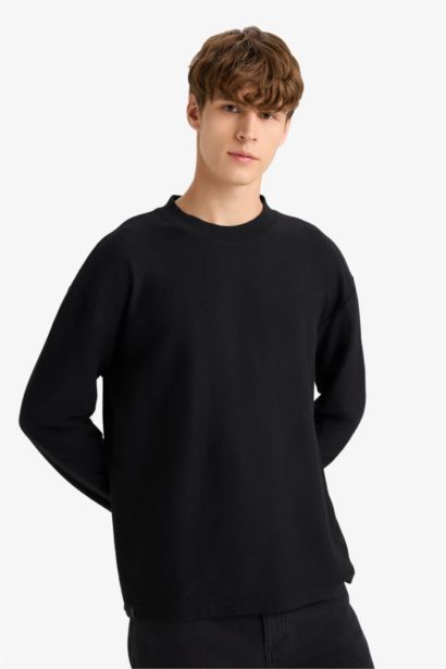 Boxy Fit Crew Neck Soft Fabric Basic Sweatshirt