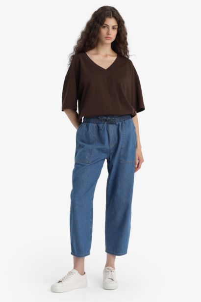 Oversize Fit V Neck Short Sleeve T-Shirt