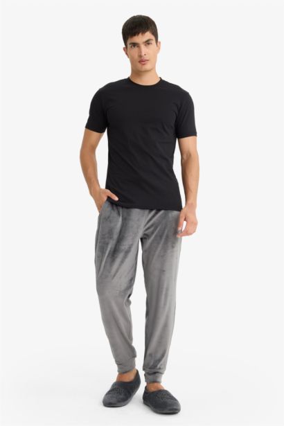 Regular Fit Cepli Kadife Pijama Altı