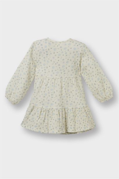 Baby Girl Floral Long Sleeve Crinkle Dress