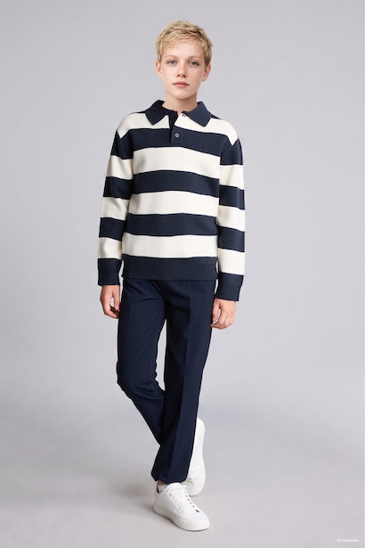 Pull à col polo pour garçon Coupe régulière