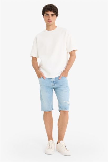 Slim Fit Denim Bermuda Shorts