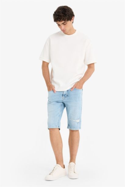 Slim Fit Denim Bermuda Shorts