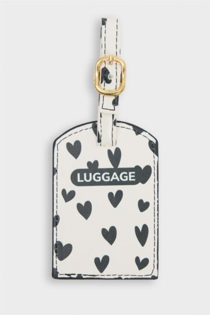 Kadın Kalp Desenli Suni Deri Pasaportluk ve Valiz İsimliği Set