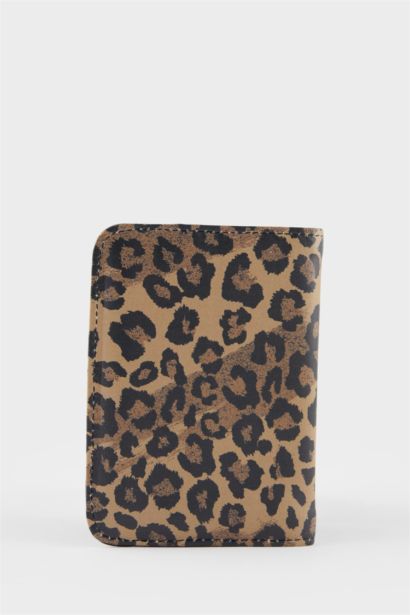 Kadın Leopar Desenli Suni Deri Pasaportluk ve Valiz İsimliği Set