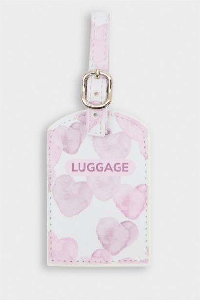 Kadın Kalp Desenli Suni Deri Pasaportluk ve Valiz İsimliği Set