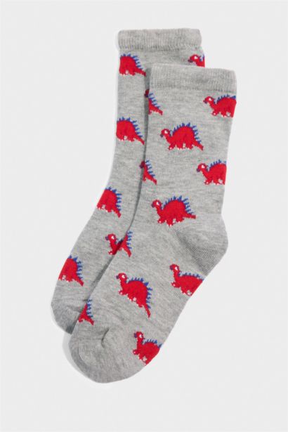 Lot de 5 paires de Chaussettes longues en coton à motifs dinosaures pour garçon