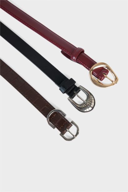 Kadın Suni Deri 3'lü Günlük Kemer