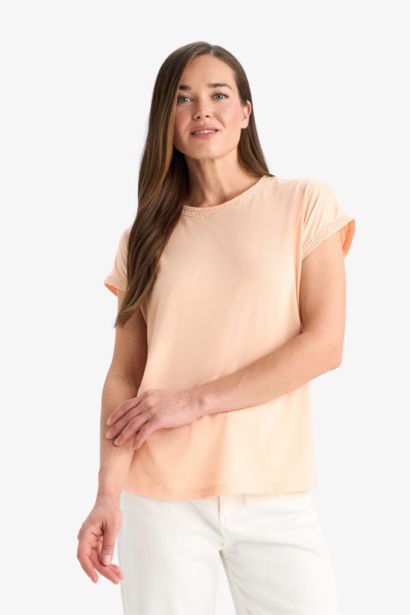 Crew Neck Basic Plain Short Sleeve T-Shirt