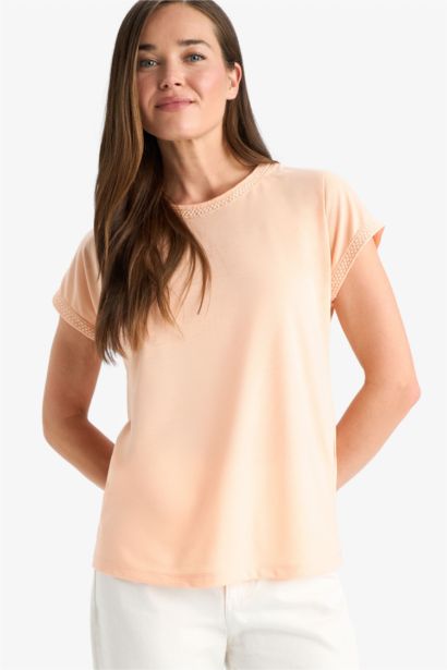 Crew Neck Basic Plain Short Sleeve T-Shirt