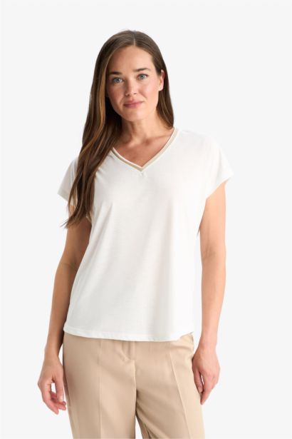 V-Neck Short Sleeve Basic T-Shirt