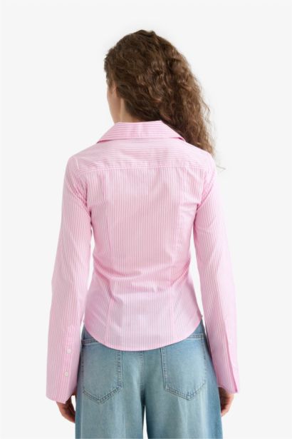 Chemise slim en popeline à manches longues