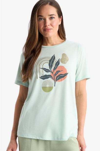 Regular Fit Crew Neck Printed Short Sleeve T-Shirt