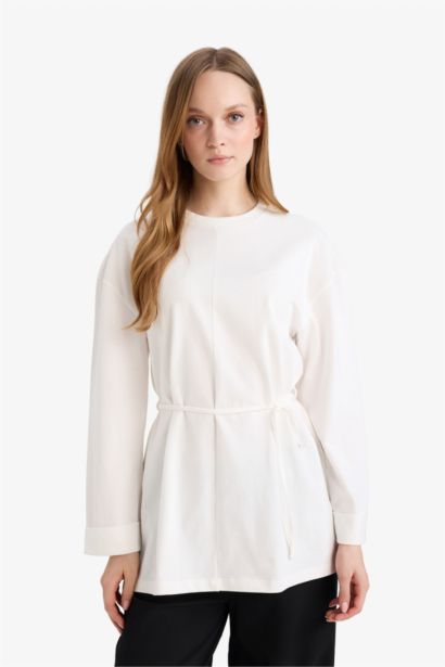 Loose Fit Crew Neck Long Sleeve Tunic