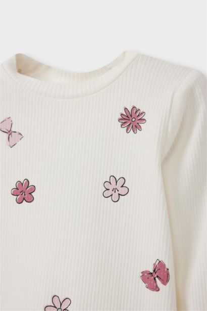 T-shirt imprimé à manches longues et col rond pour bébé fille