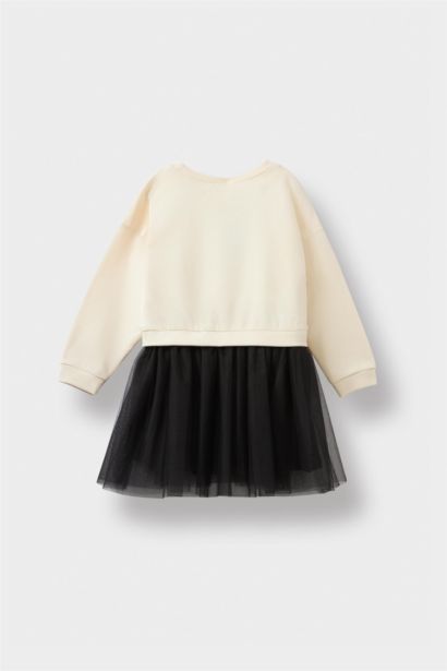 Baby Girl Printed Long Sleeve Tulle Dress