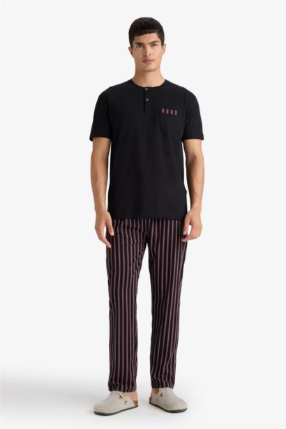 Regular Fit Striped Short Sleeve 2 Piece Set