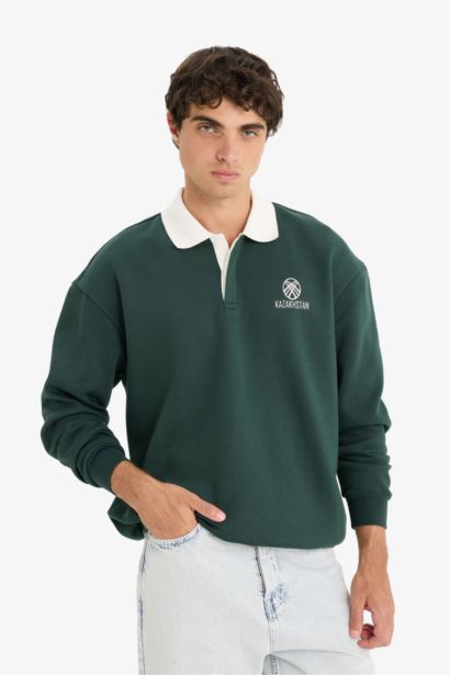 бокси фит минималл поло жаға Свитер