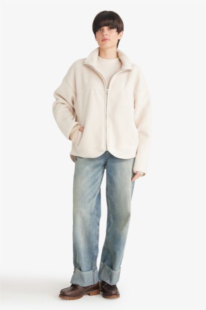 Relax Fıt Yarım Balıkçı Yaka Welsoft Pelüş Hırka