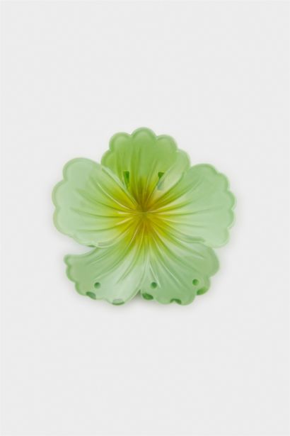 Woman Green Lotus Latch Clasp