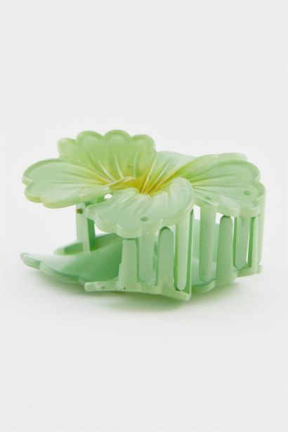 Woman Green Lotus Latch Clasp