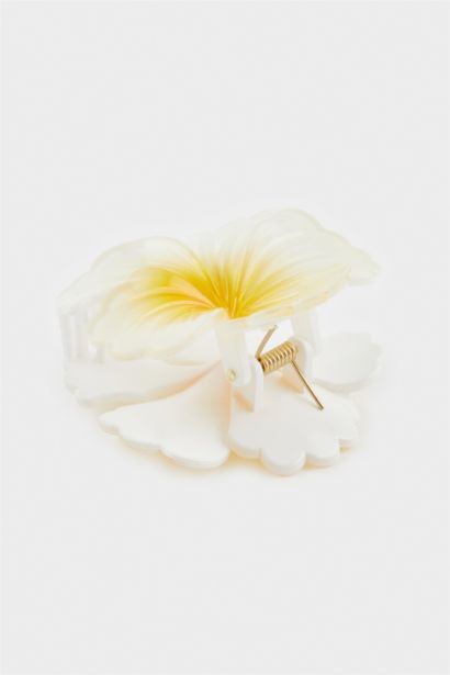 مشبك شعر لوتس أبيض نسائي