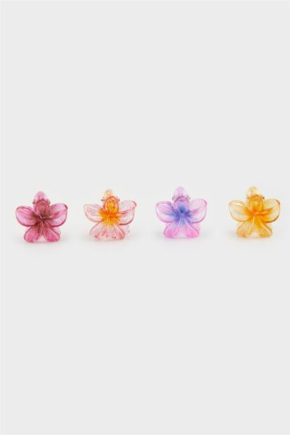 Lot de 4 petits Pinces à cheveux fleurs de lotus colorées pour femme