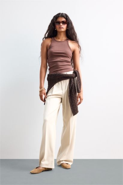 Débardeur slim côtelé à col rond