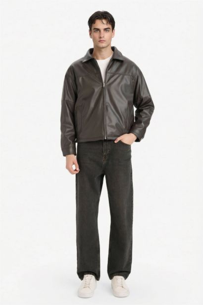 Relax Fit Faux Leather Jacket